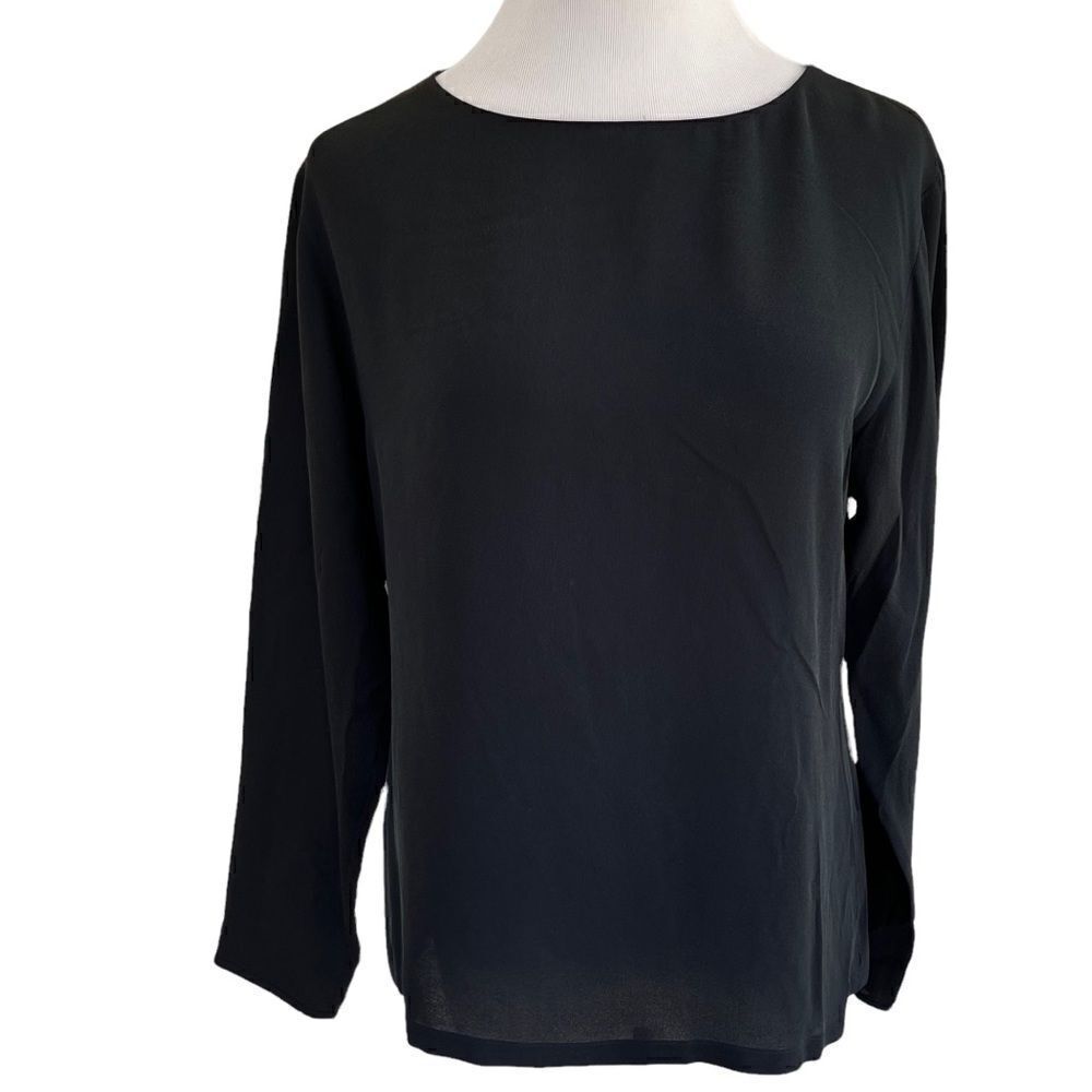 TAHARI black Silk Ling Sleeve Blouse 2